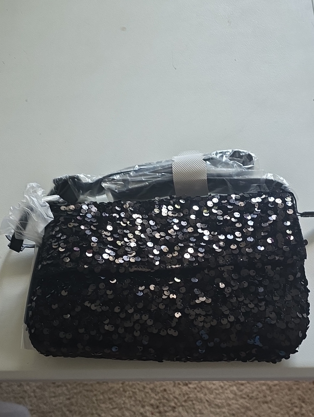 Nicole Miller Black Sequin Crossbody
